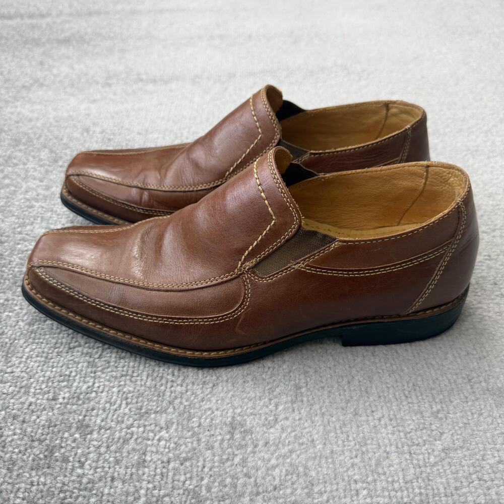 Sandro Shoes Mens Size 9.5 Brown Leather Slip On Comfort Loafers Square Toe